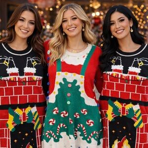 Colorful Holiday Sweater Dress